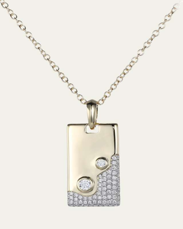 14K Yellow Gold Lava Tag Diamond Necklace
